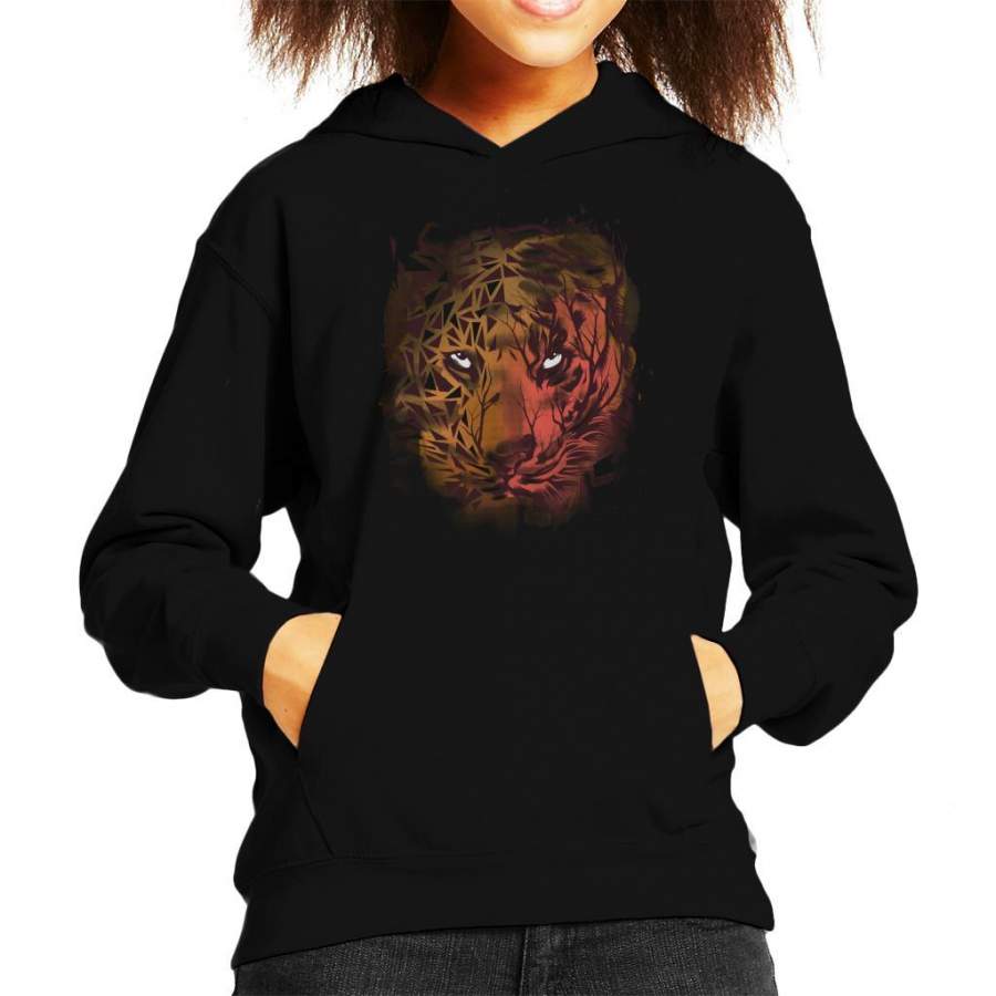 Geometric Tiger Kid’s Hooded Sweatshirt