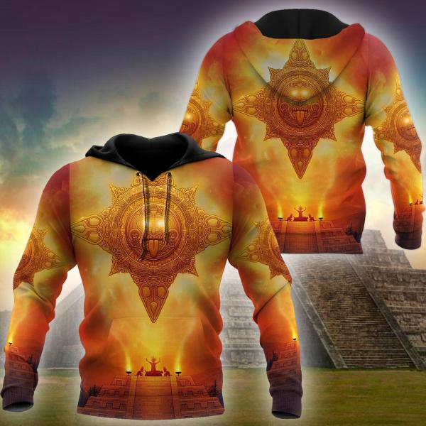 Aztec Mexican Sun Maya 3D All Over Printed Hoodie