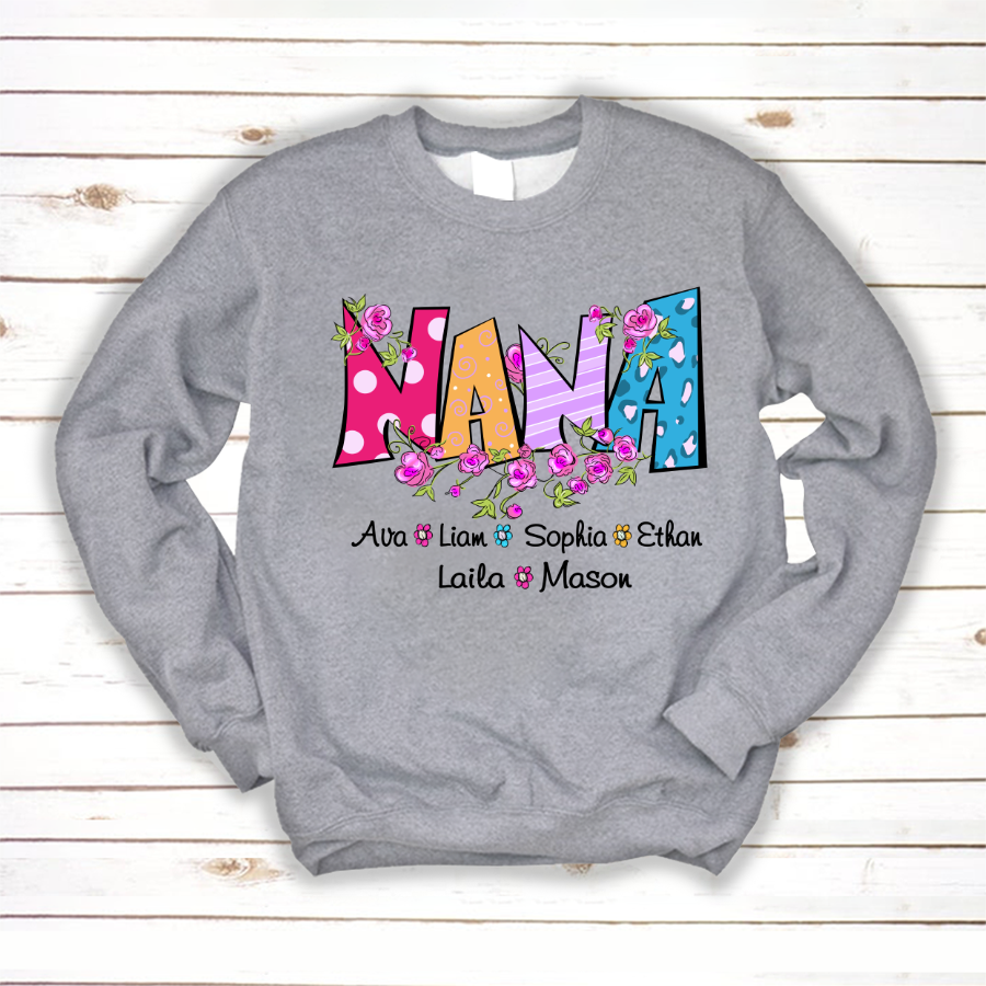 Nana And Grandkids Flower Custom Sweatshirt