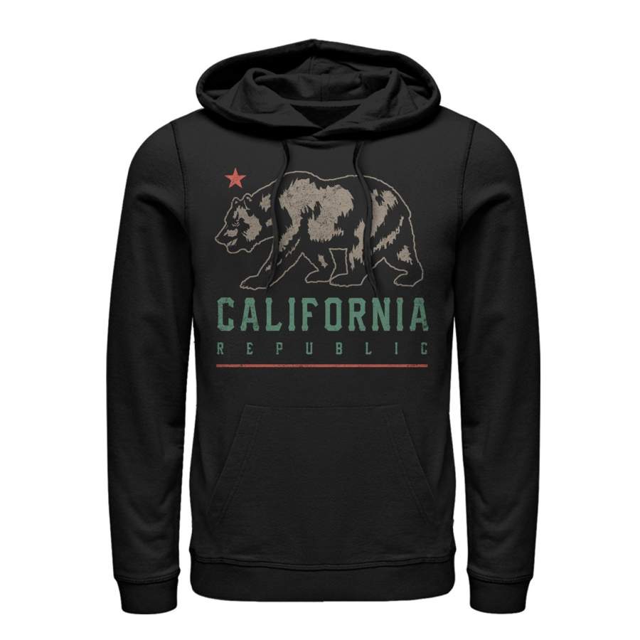 Lost Gods Men’s California Republic Bear Shadow  Lightweight Hoodie Black