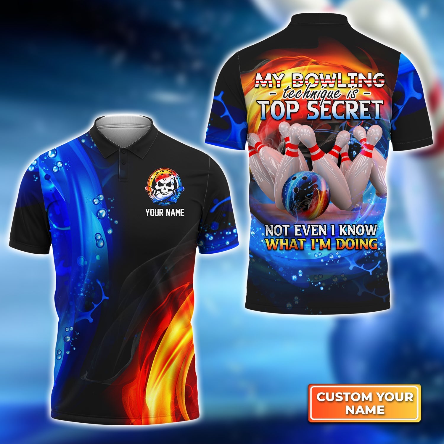 My Bowling Technique Is Top Secret Not Even I Know What I’M Doing Personalized Name 3D Polo Shirt Gift For Bowler