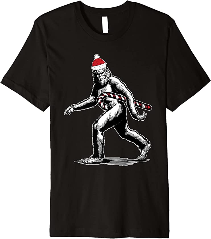 Santa Bigfoot Christmas Cool X-Mas Candy Holiday Boys Girls Premium T-Shirt