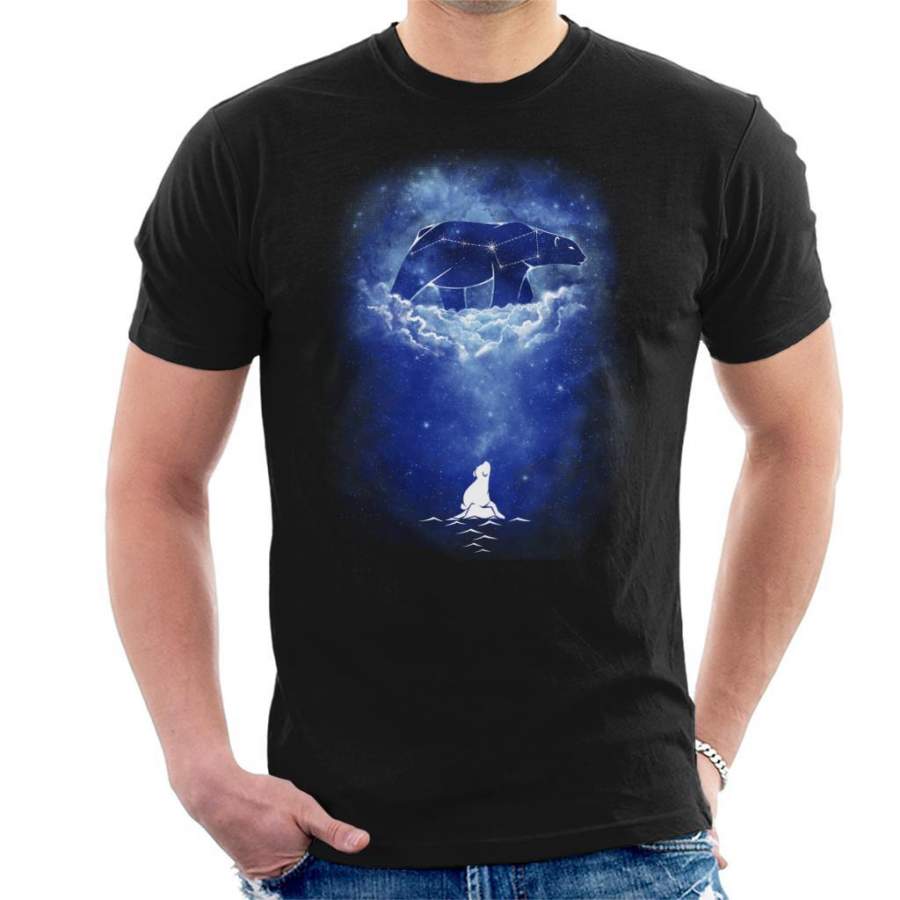 Starry Frozen Sky Polar Bear Men’s T-Shirt