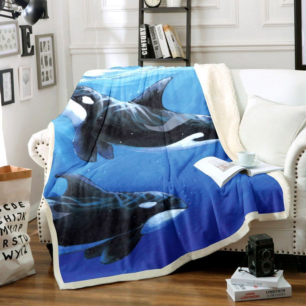 Whale Sherpa Fleece Blanket Koyz