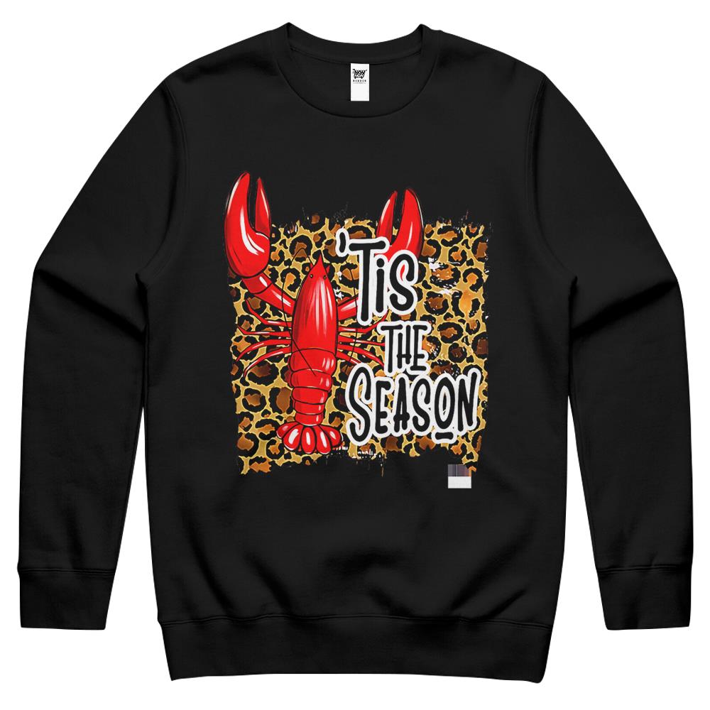 Tis The Season Crawfish Leopard Mardi Gras Carnival Festival Crewneck Sweatshirt