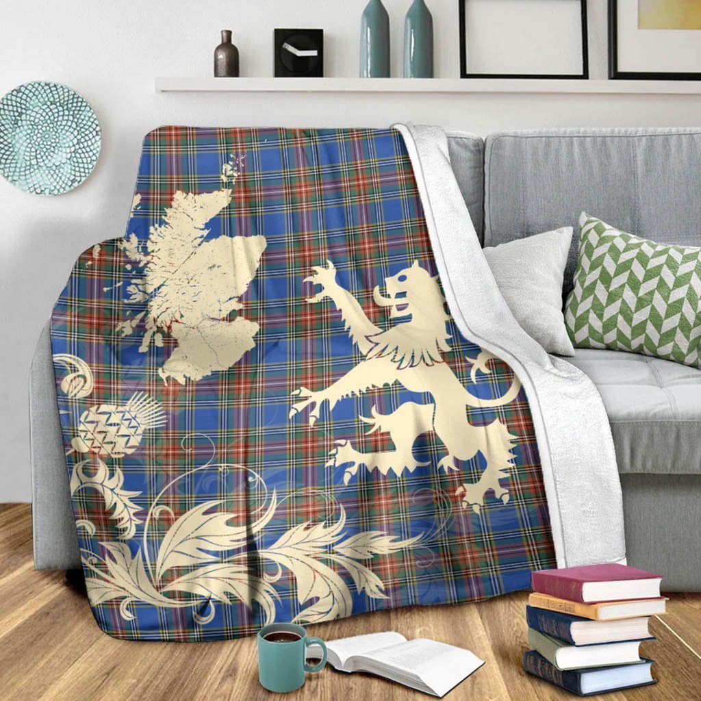 Tartan Blanket Macbeth Ancient Tartan Scotland Lion Thistle Map Plaid Blanket