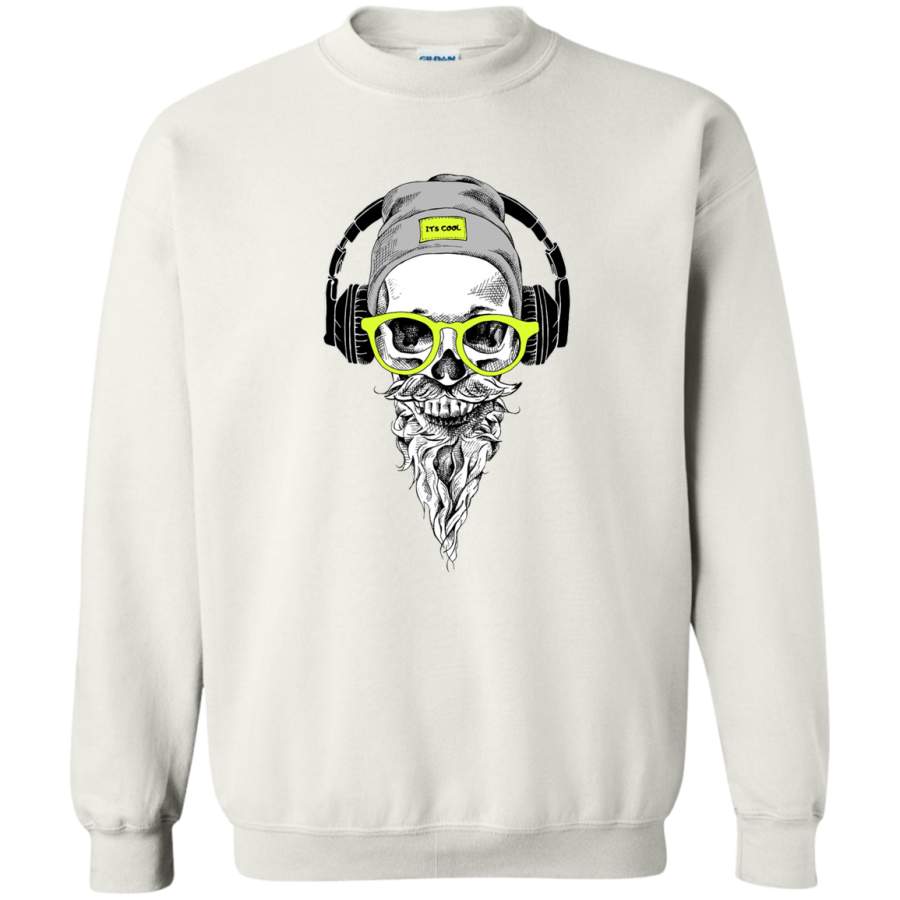 AGR Skull with beard Crewneck Pullover Sweatshirt