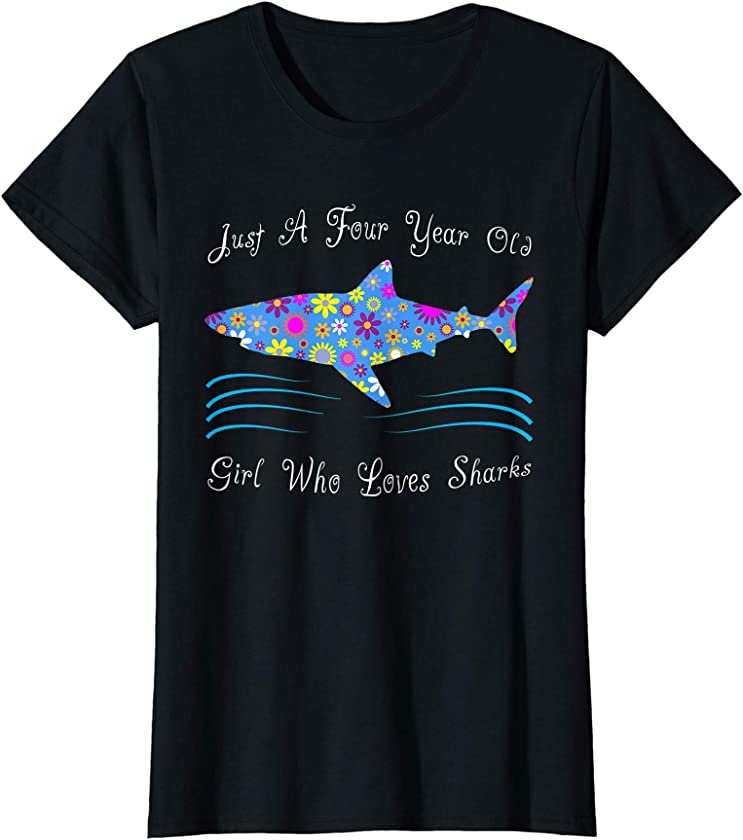 Cute 4th Birthday Shark Themed Gifts For 4 Year Old Girls T-Shirt