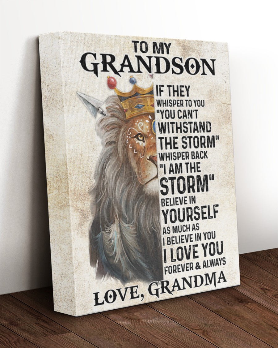 To My Grandson, Believe In Yourself, Lion Crown, Grandma, Gift For Grandson, Vertical Canvas