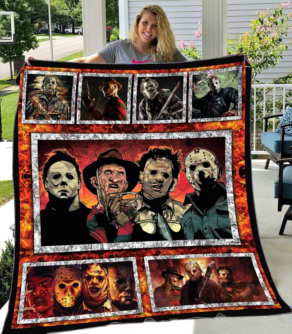 Horror Characters Halloween Quilt Fleece Blanket Fan Made All Season 3D