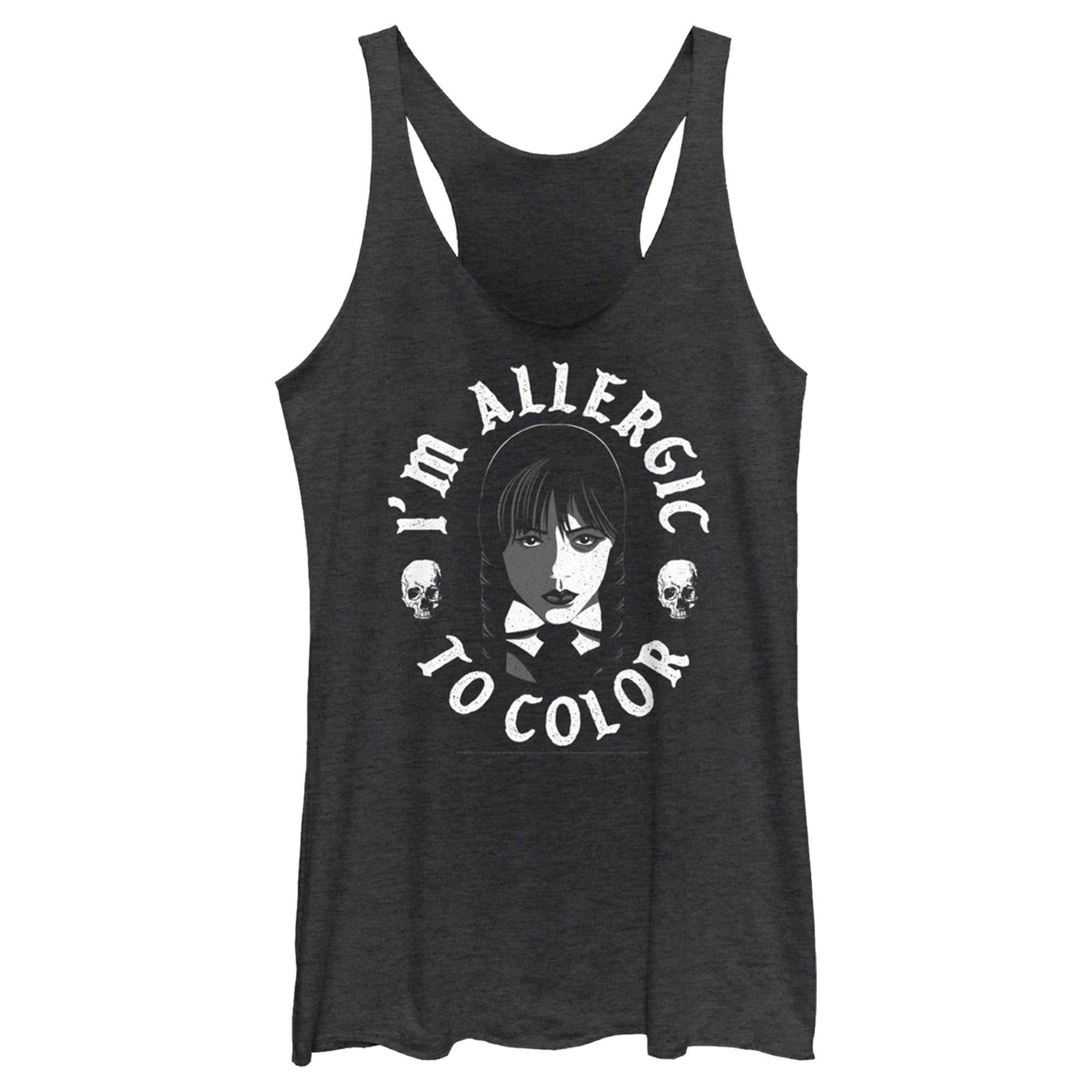 Women’S Wednesday I’M Allergic To Color Skulls Racerback Tank Top