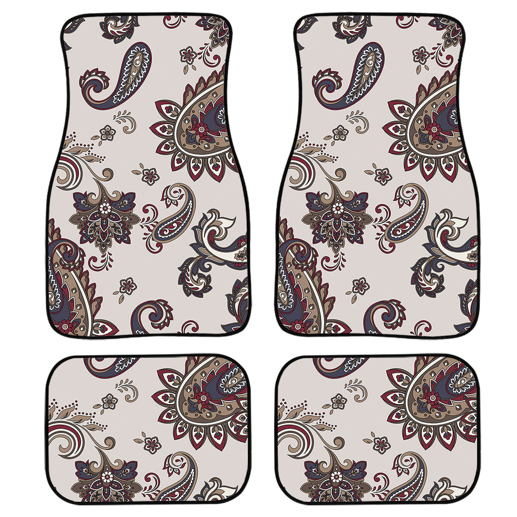 Vintage Paisley Pattern Print Front And Back Car Floor Mats, Front Car Mat