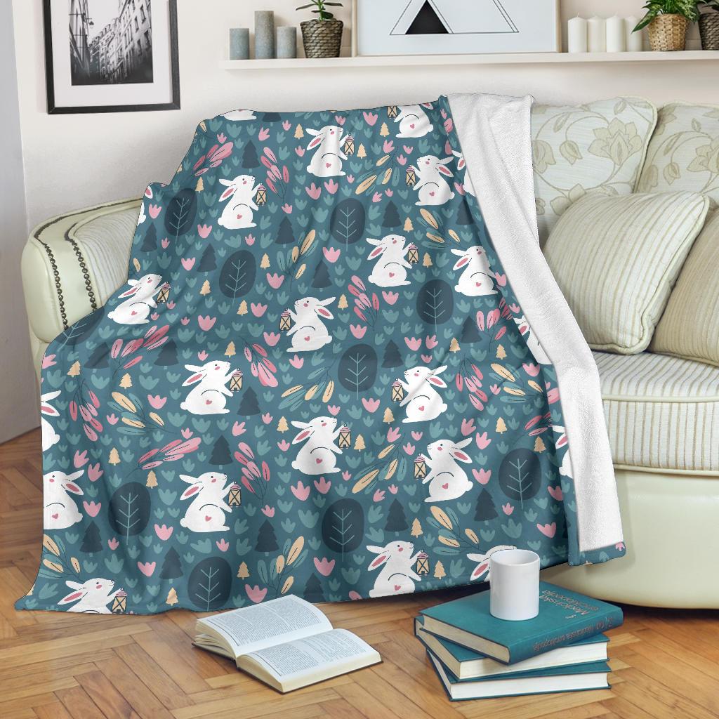 Cute Rabbit Pattern Premium Blanket