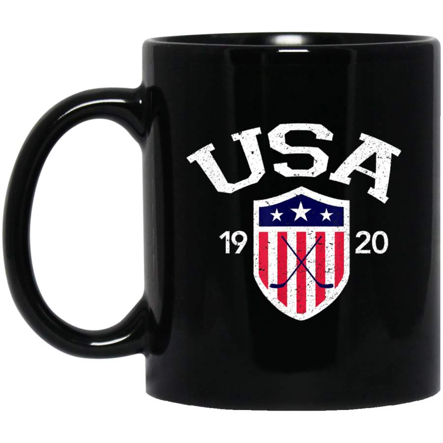 Vintage USA National Hockey Black Mug