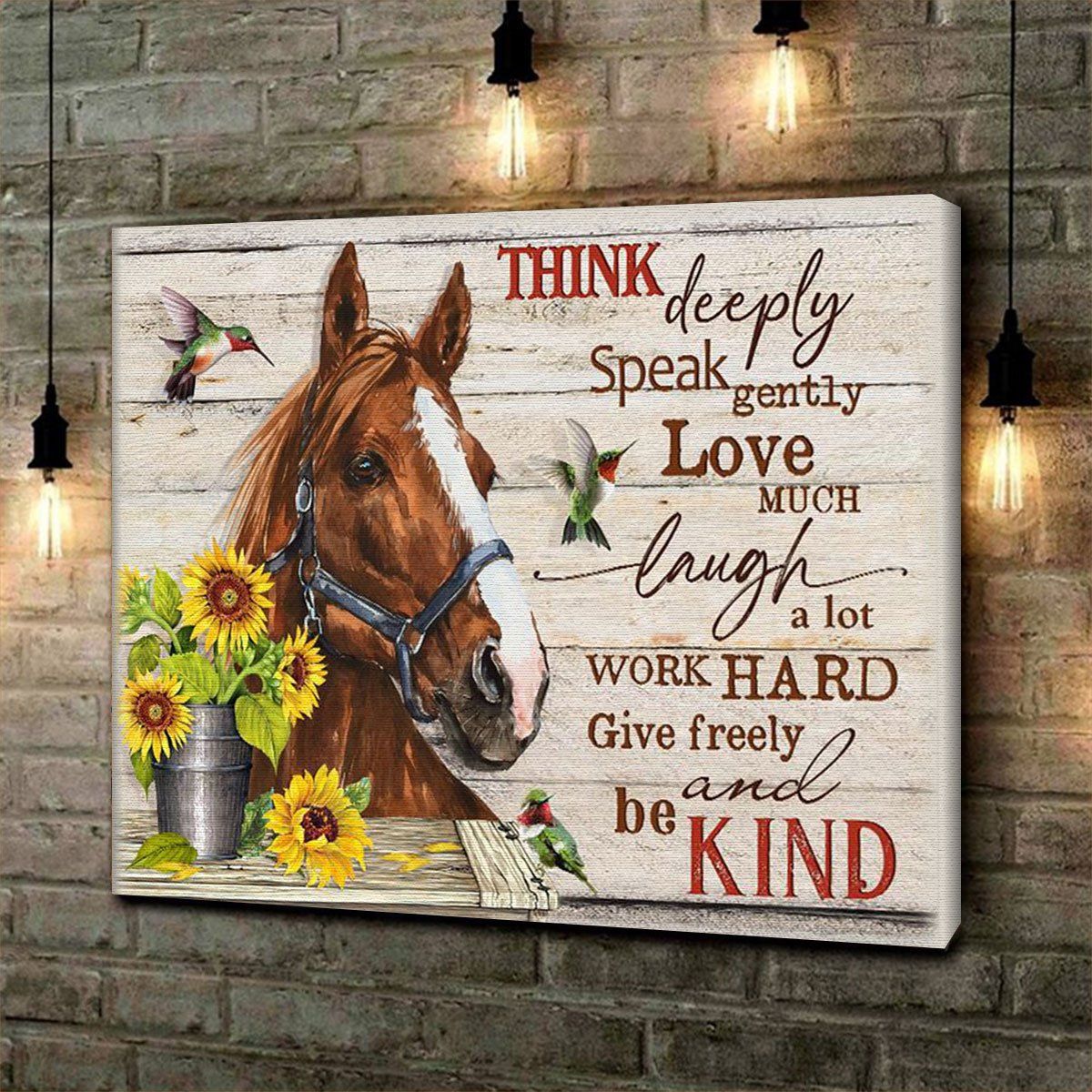 Personalized Horse And Hummingbird Think Deeply Speak Gently Christmas Gift Idea – Canvas Prints Poster Wall Art