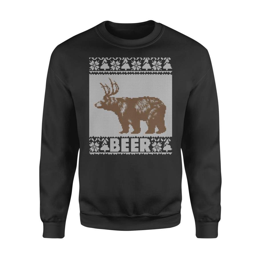 Ugly Christmas Bear Beer Reindeer Christmas Gift Pattern Custom Tee Sweatshirt