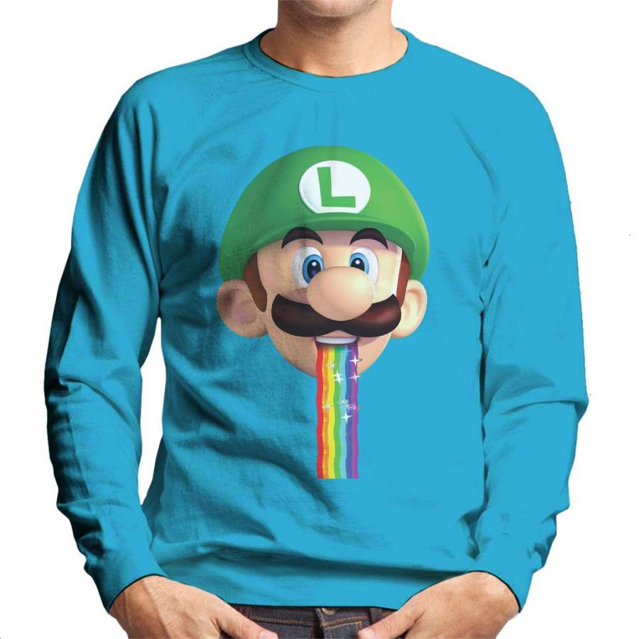 Super Mario Luigi Puking Rainbow Snapchat Filter Men’s Sweatshirt