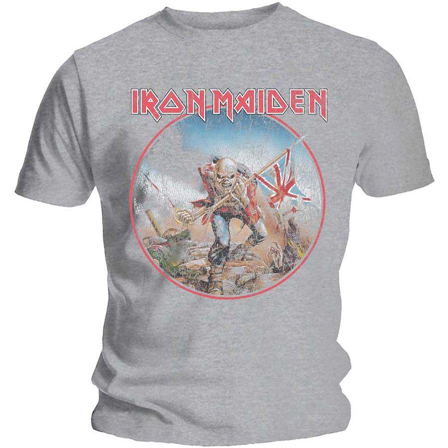 Iron Maiden – Trooper Vintage Circle – Heather Grey T-shirt