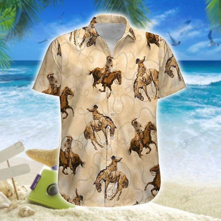 Brown Horse Rodeo Unisex Hawaii Shirts Beach Shorts Ha23392