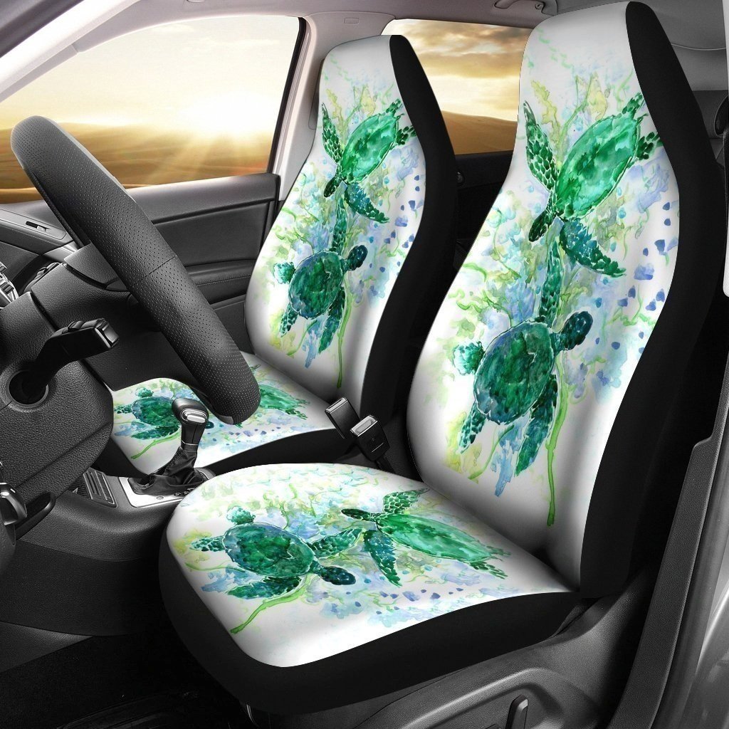 Beautiful Green Turtle Car Seat Covers Set Of 2