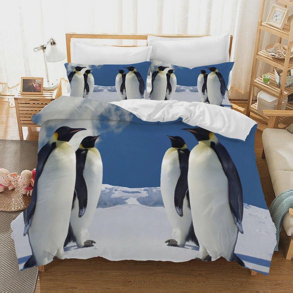 3D Lovely Penguin Animal Cotton Bed Sheets Spread Comforter Duvet Cover Bedding Sets