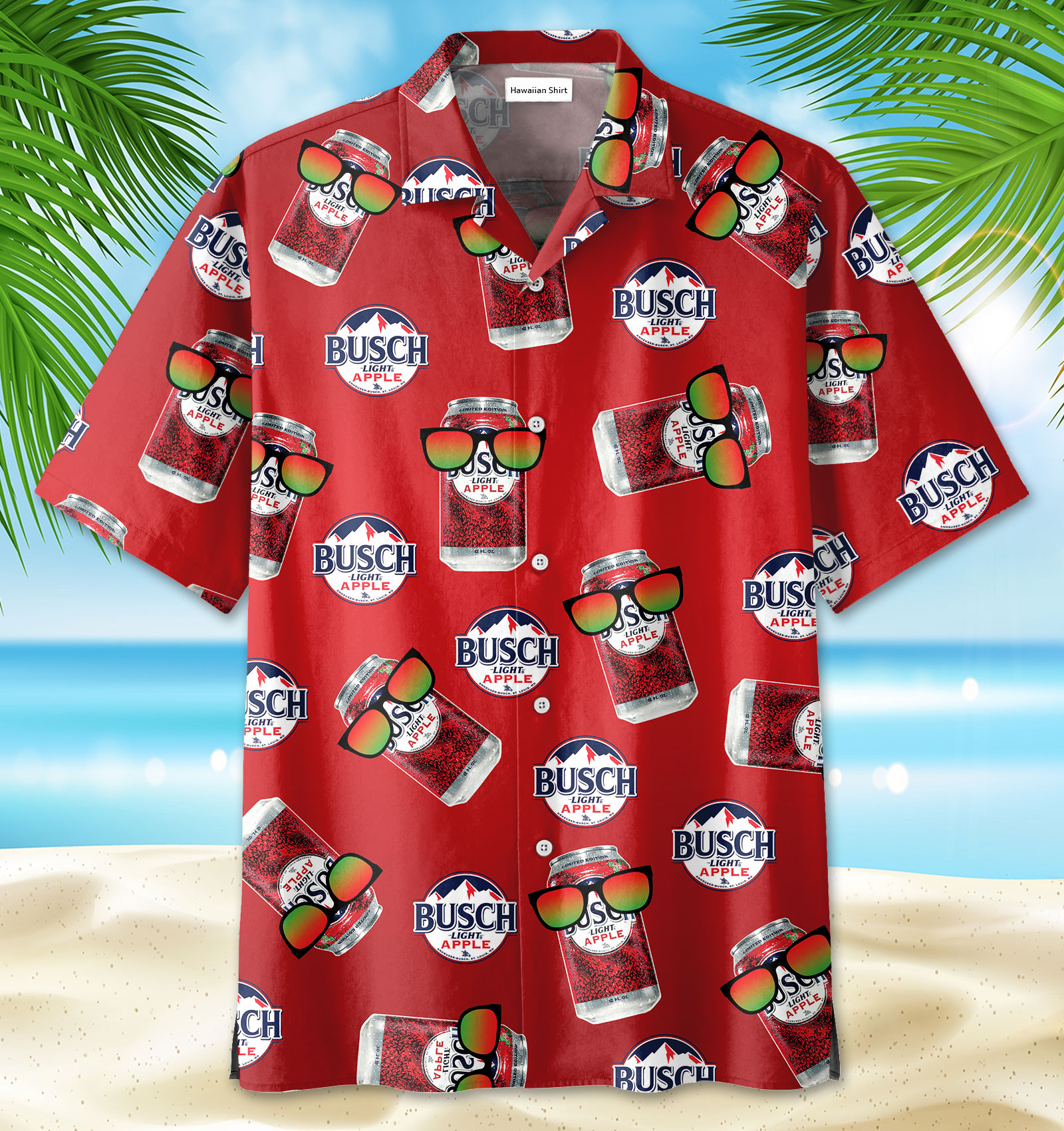 Busch Light Apple Red Beer Hawaii Aloha Shirts Or Beach Shorts Ha56331