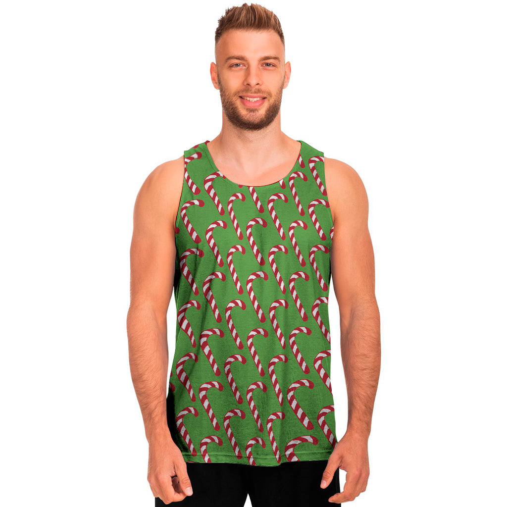 Merry Christmas Candy Cane Pattern Print Men’S Tank Top