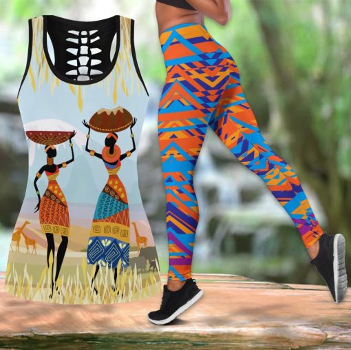 Africa Black Women African Pattern Combo Tank-Top And Legging