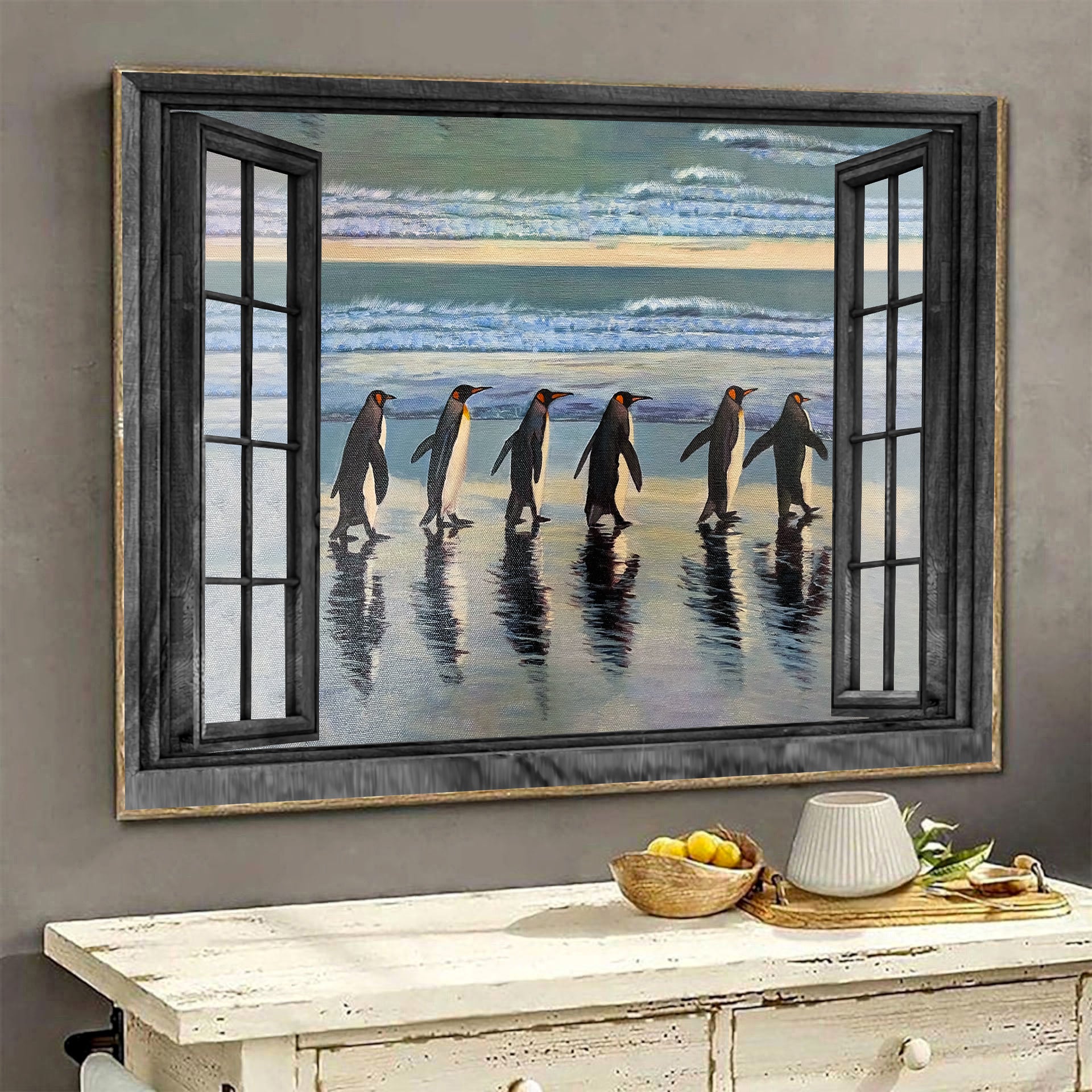 Penguin Wall Art Painting Art 3D North Pole Animal Home Decoration Gift Idea