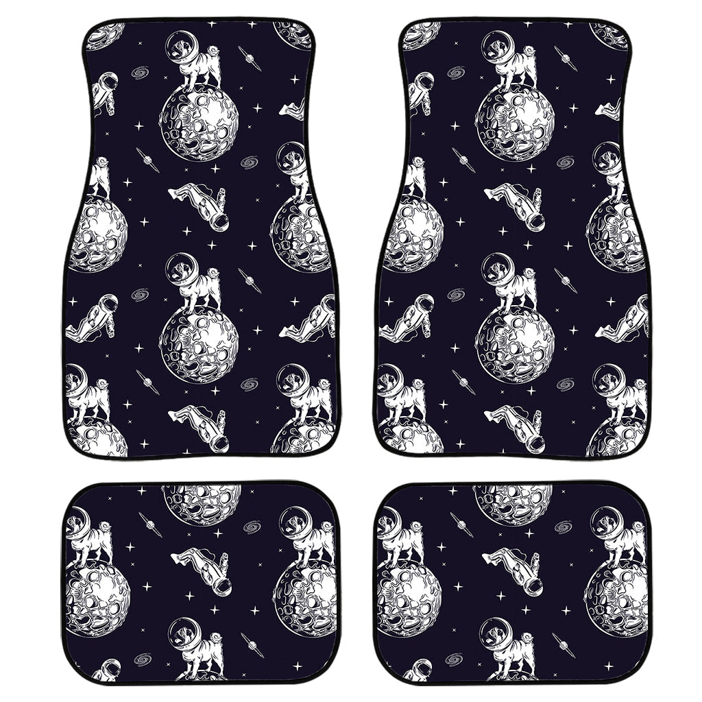 Astronaut Pug In Space Pattern Print Front And Back Car Floor Mats, Front Car Mat