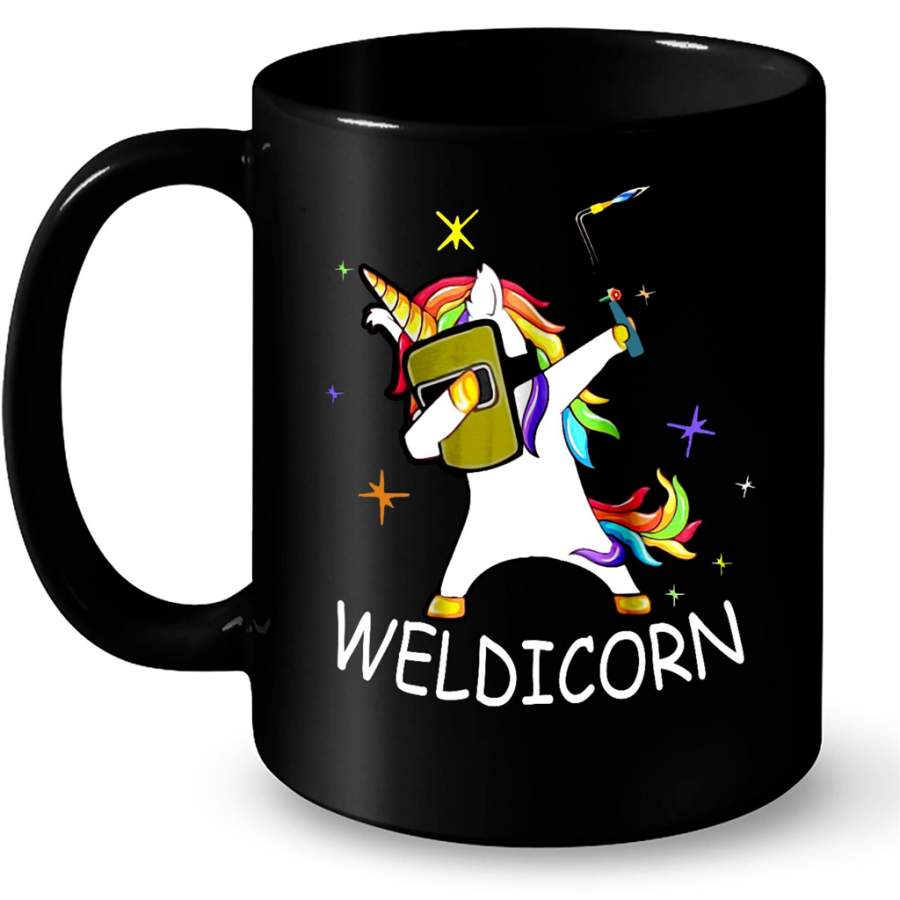 Weldicorn Unicorn Dabbing Welder Lover – Full-Wrap Coffee Black Mug