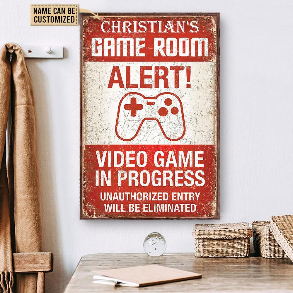 Aeticon Gifts Personalized Game Room Alert Canvas Mom Dad Gift Home Decor