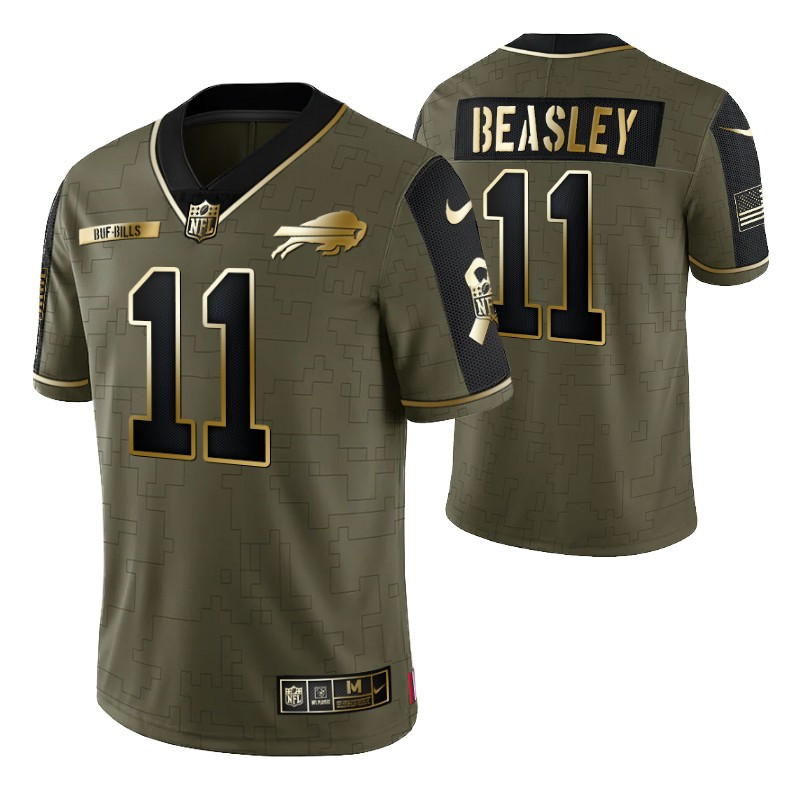 Buffalo Bills Cole Beasley 11 2021 NFL Golden Brandedition Olive Jersey Gift For Bills Fans