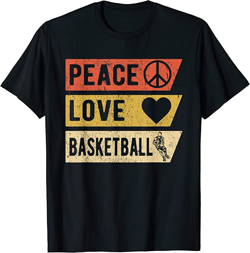 Vintage Peace Love Basketball sports lover Player gifts T-Shirt