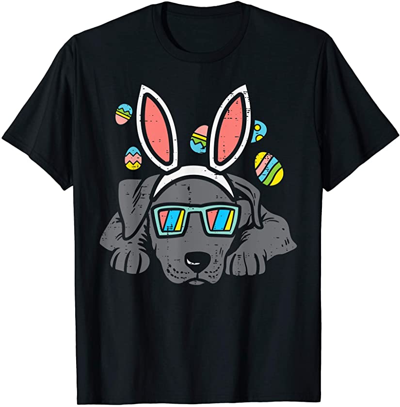 Pitbull Bunny Ears Glasses Easter Eggs Cute Dog Owner Lover T-Shirt