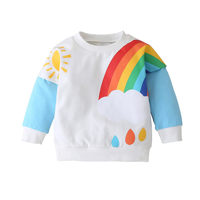 1 2 3 4 5Y Autumn Winter Toddler Boys Girls Rainbow Printed T-shirt Cute Baby Long Sleeve Casual Sweatshirt Tops Kids Clothes alx