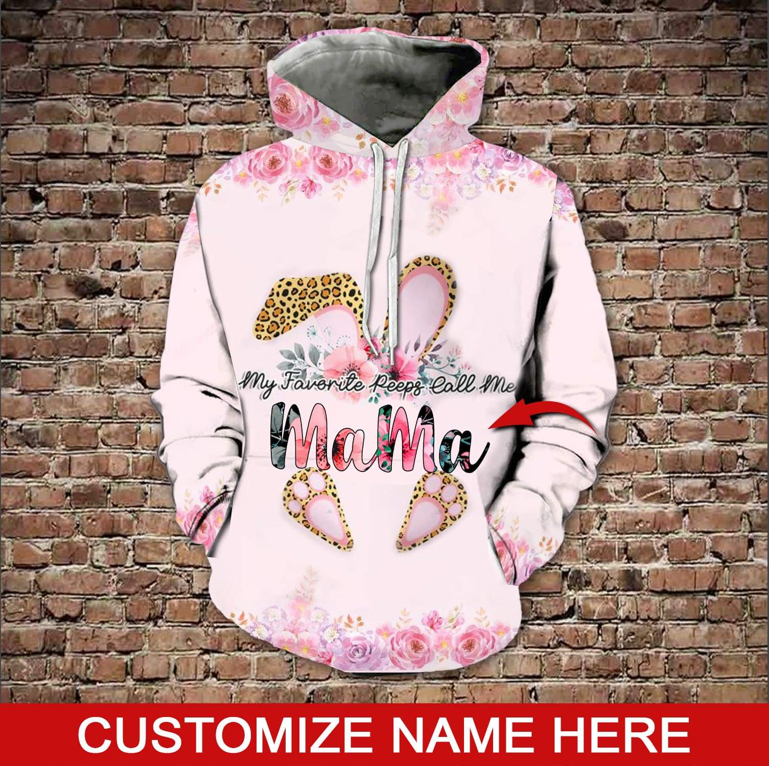 Apayprints – Mama – Leopard Bunny | 3D Personalized All Over Printed Hoodie Set