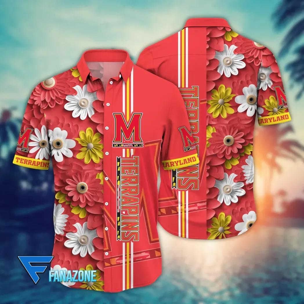 Maryland Terrapins, Style Hot Trending Summer Ncaa Flower Aloha Hawaiian Shirt 15, Ncaa Hawaiian Shirt