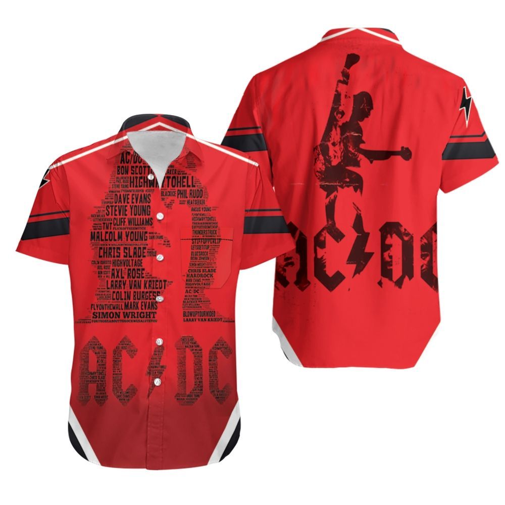 ACDC Angus Young Typogprahy Hawaiian Shirt