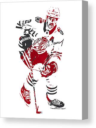 Duncan Keith Chicago Blackhawks Watercolor Strokes Pixel Art 1 Joe Hamilton Canvas Print