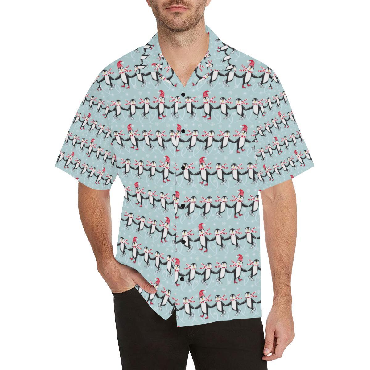 Penguin Sking Design Hawaiian Shirt