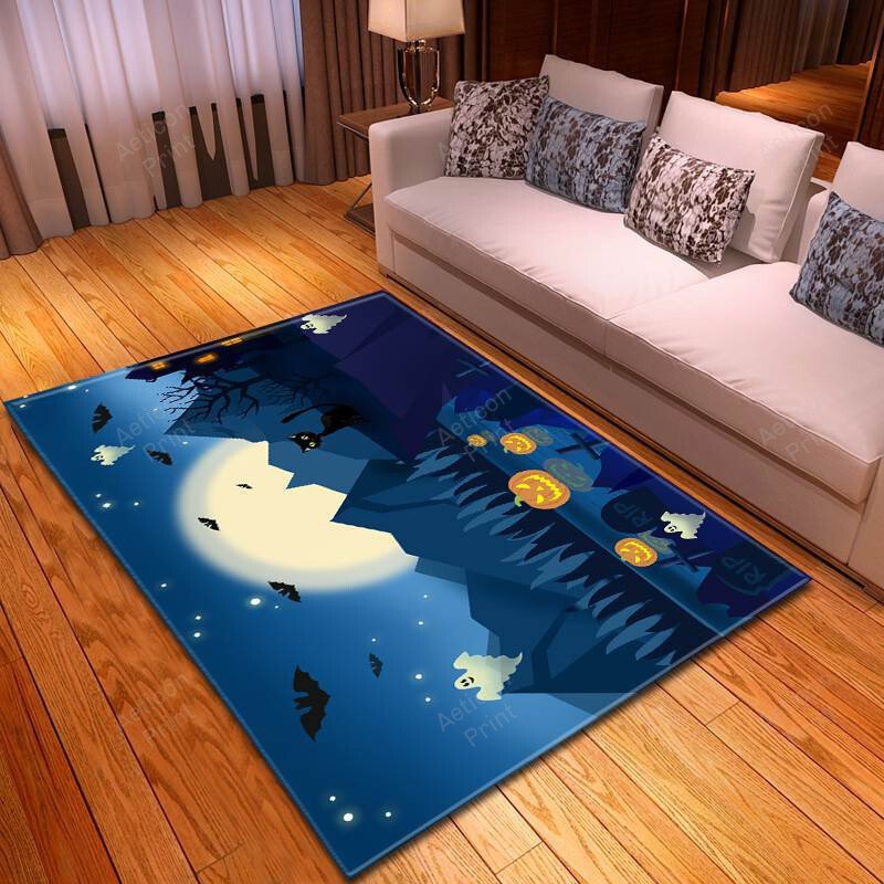 Halloween Scary Night Full Moon Carpet Living Room Area Rug Carpet Vintage Home Decor Gift Ideas