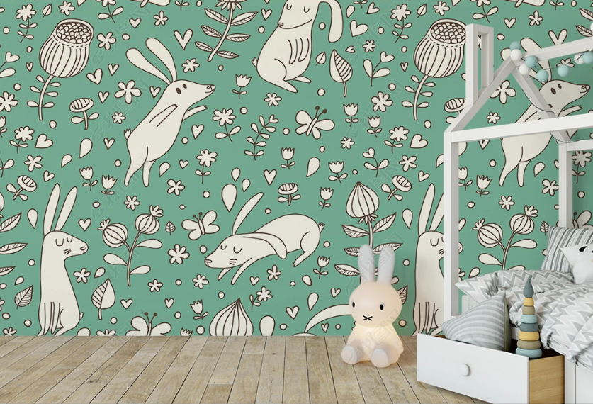 3D Vintage Animal Floral Seamless Wall Mural Wallpaper Sww3148