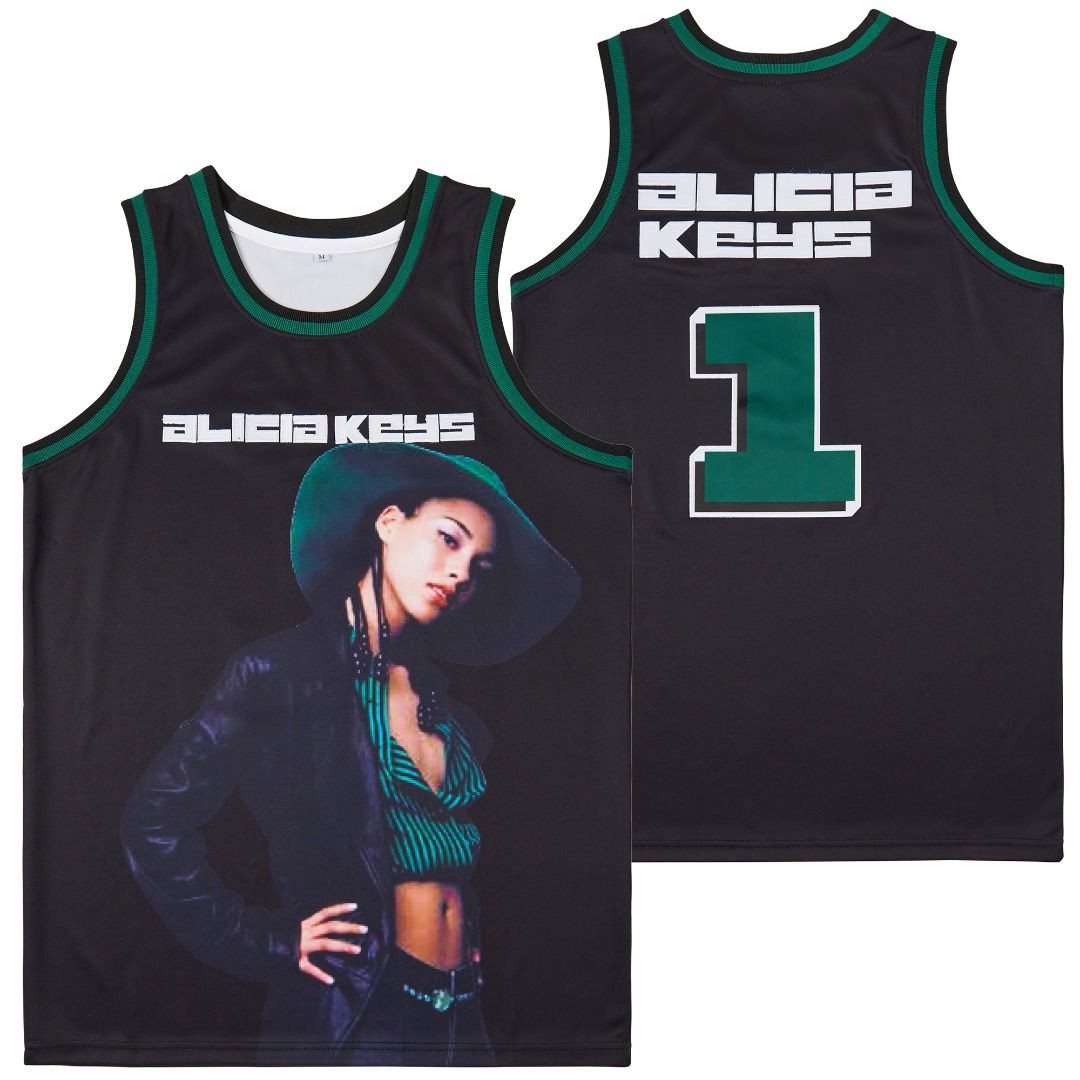 Alicia Keys #1 American Singer-songwriter NBA Basketball Black Jersey For Alicia Keys Fans