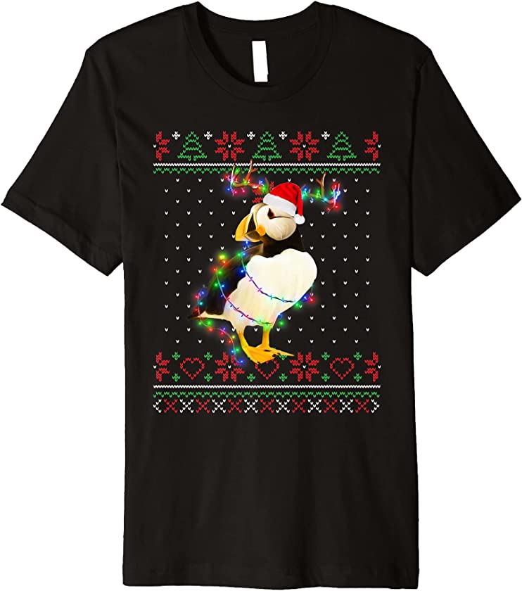 Puffin Bird Animal Ugly Sweater Christmas Puppy Animal Lover Premium T-Shirt