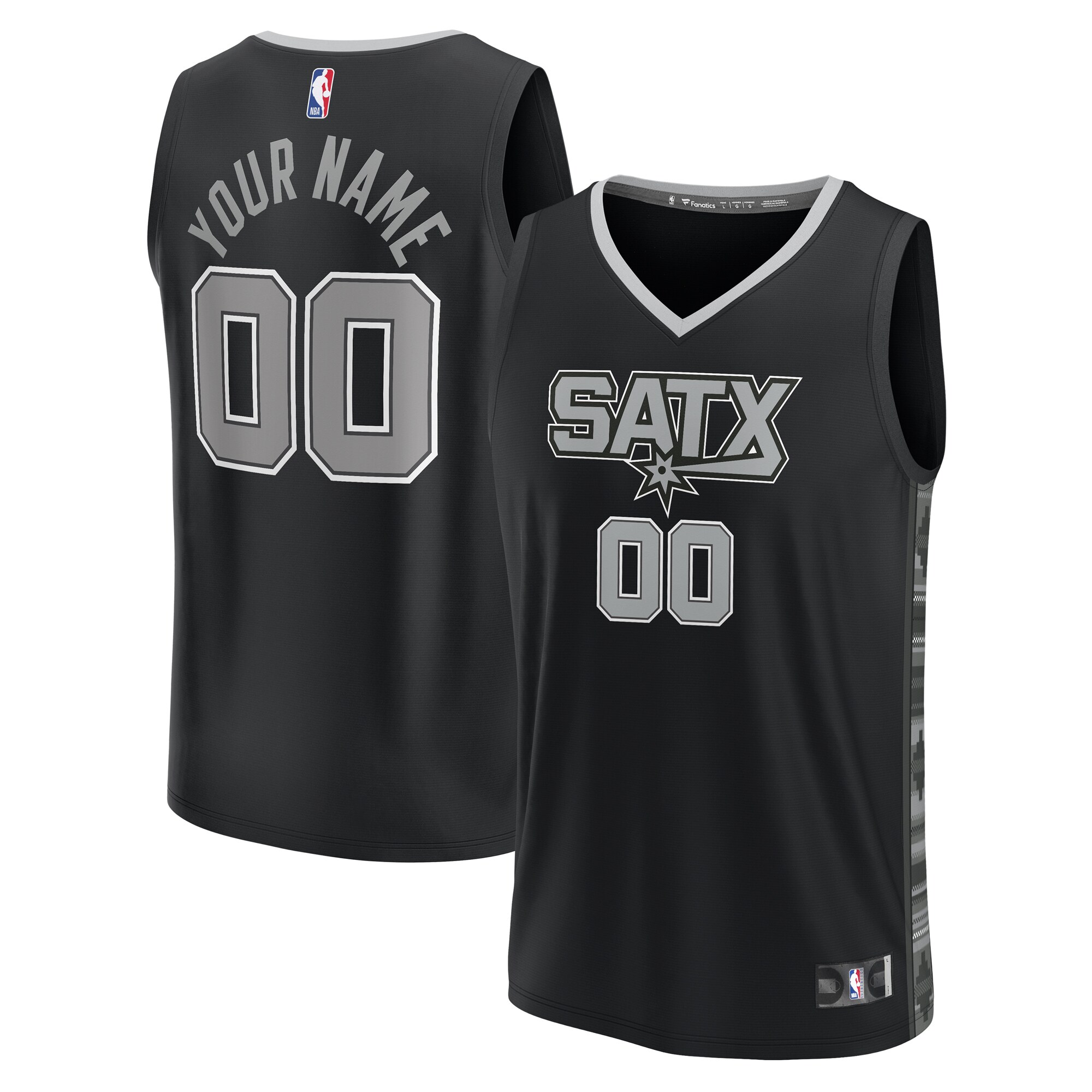 San Antonio Spurs Youth Fast Break Custom Jersey – Statement Edition – Black