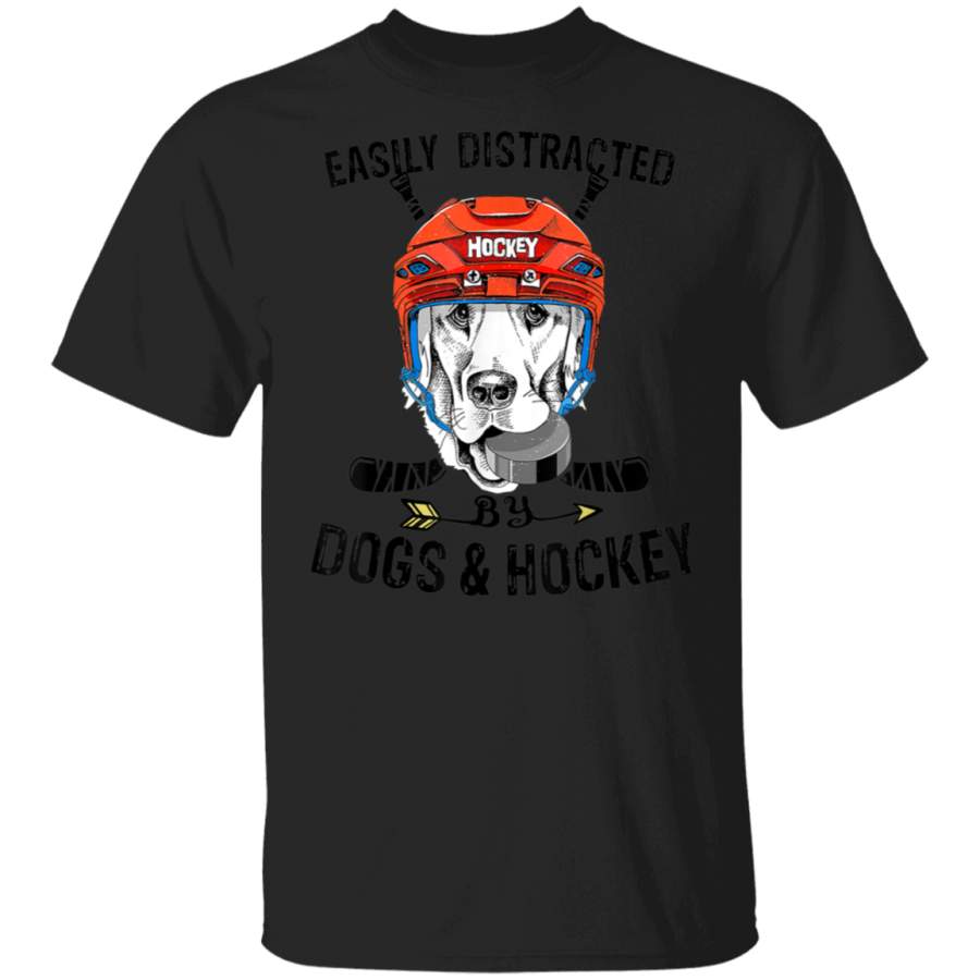 Easily Distracted By Dogs And Hockey T-Shirt