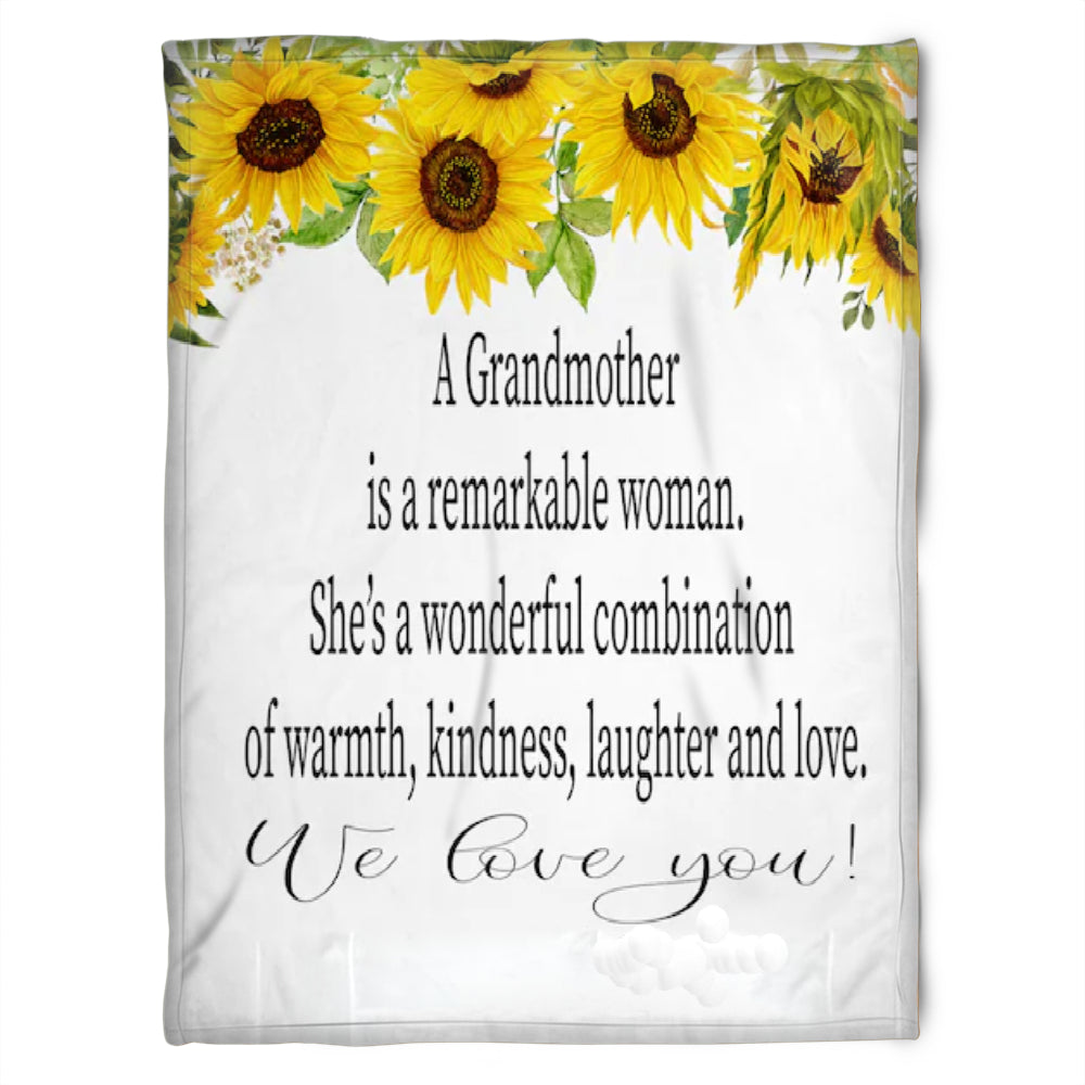 To My Grandma A Grandmother Is A Remarkable Woman Fleece Blanket Gift For Grandparents Gift From Granddaughter Gift For Grandson Home Decor Bedding Couch Sofa Soft And Comfy Cozy