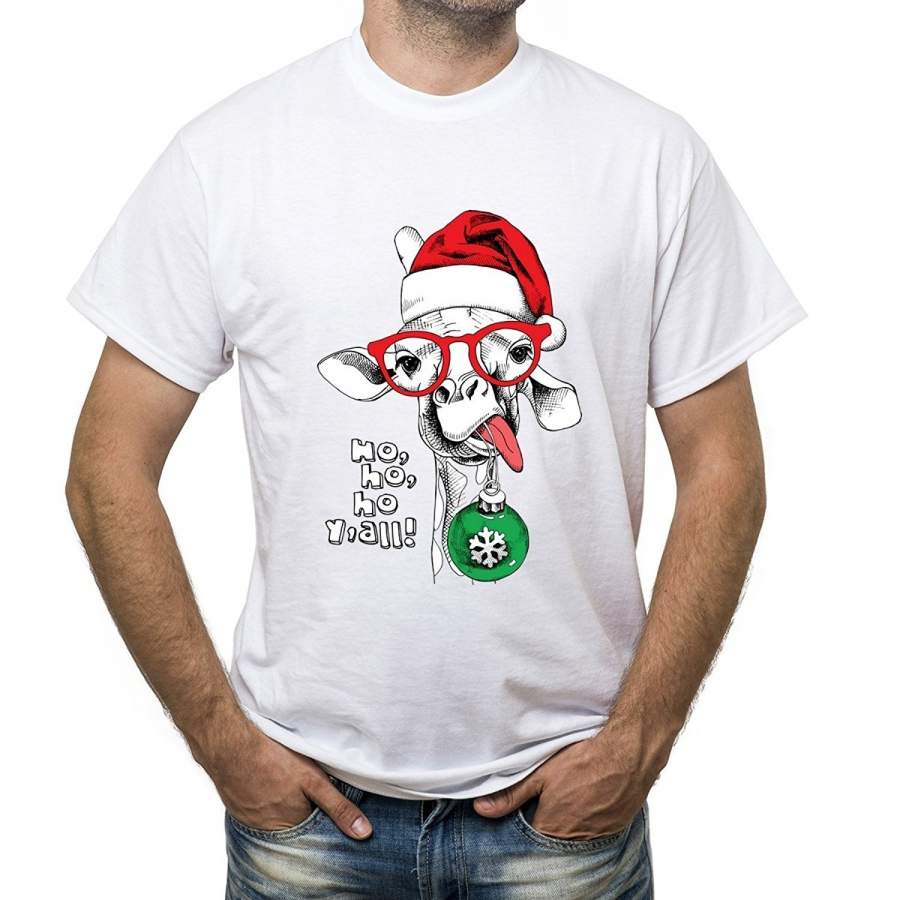 Creative Personality Of Men’S T-Shirt Funny Christmas Giraffe Santa T-Shirt For Men