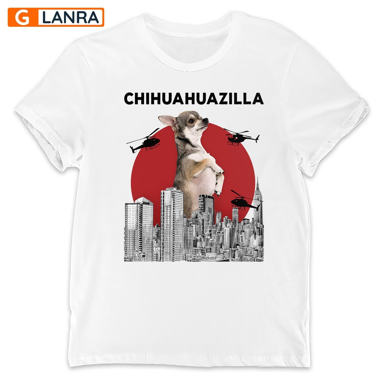 Chihuahuazilla Shirt, Chihuahua Shirt, Chihuahua Dog Shirt, Dogzilla Shirt, Dog With Skyscraper And Helicopter Shirt, T-Shirt, Tee